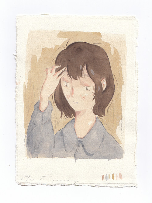 Mae Dessauvage, Untitled, 2023, Gouache, acrylic, graphite, colored pencil on paper. 21 x 15 cm